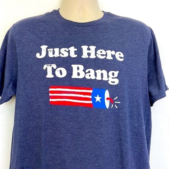 Delta - Just Here To Bang Navy Firecracker Graphic Short Sleeve T Shirt Size L - Picture 3 of 8